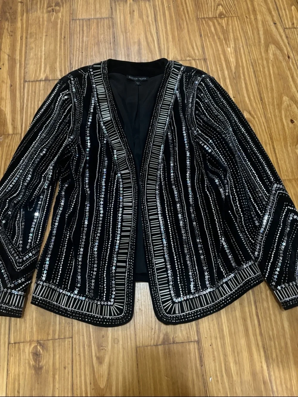 Boston Proper Size Medium Bedazzled Blazer w/Beads, Rhinestones, & Stars